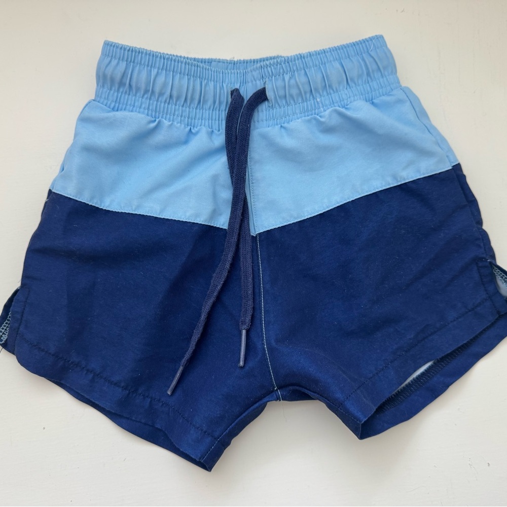 Bonbon Swim - Blue Colorblock Swim Trunks Toddler - 1T